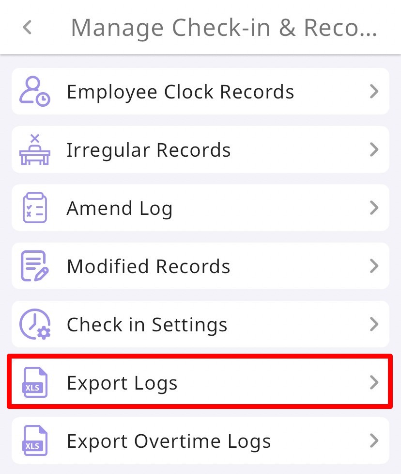 How to export excel files of clock-in records?